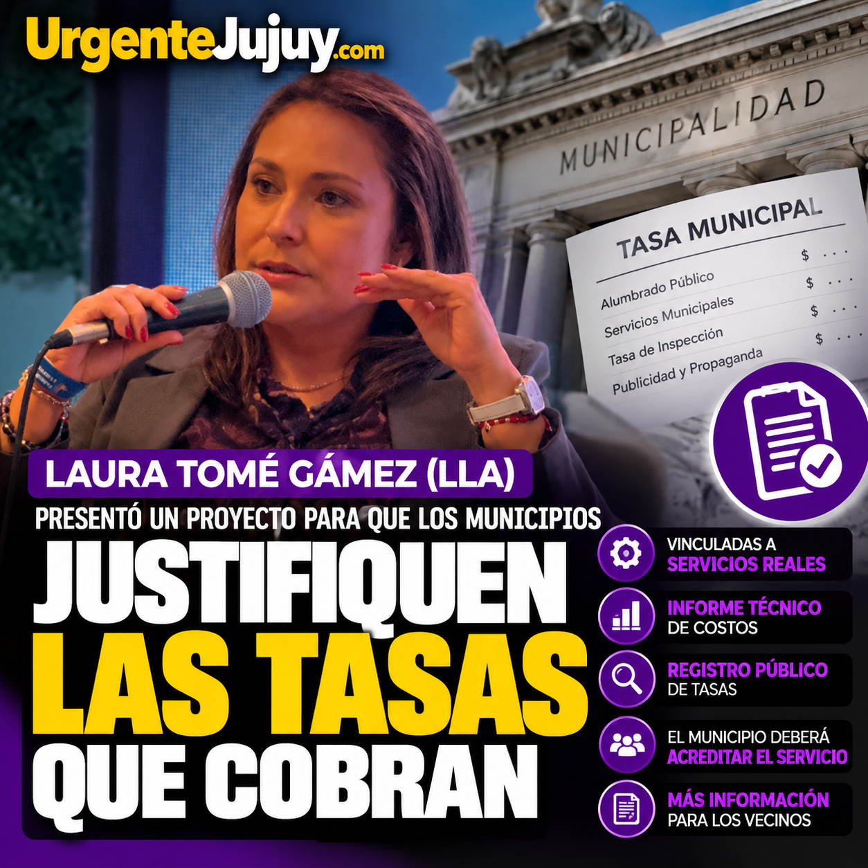 Tomé Gámez presentó un proyecto para que los municipios deban justificar las tasas que cobran
